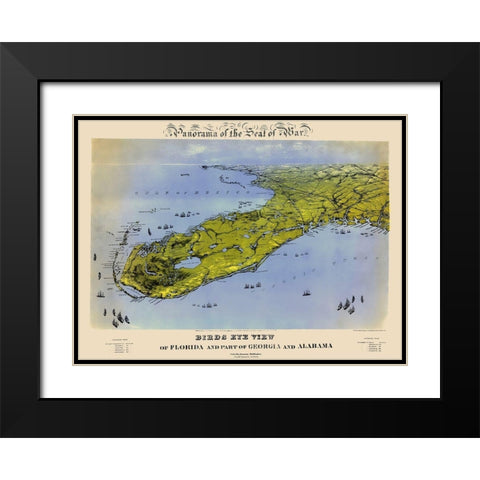 Florida Georgia Alabama - Bachmann 1861 Black Modern Wood Framed Art Print with Double Matting by Bachmann