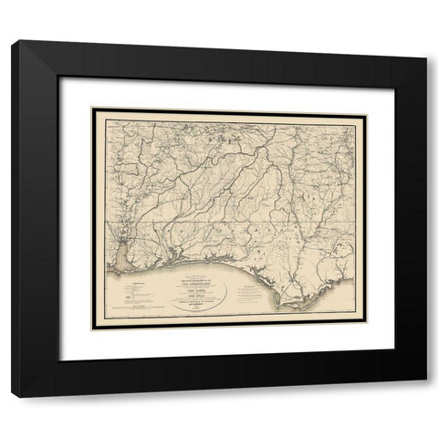 Military Departments of Cumberland - Callahan 1863 Black Modern Wood Framed Art Print with Double Matting by Callahan