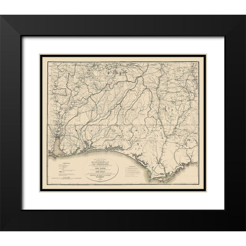 Military Departments of Cumberland - Callahan 1863 Black Modern Wood Framed Art Print with Double Matting by Callahan
