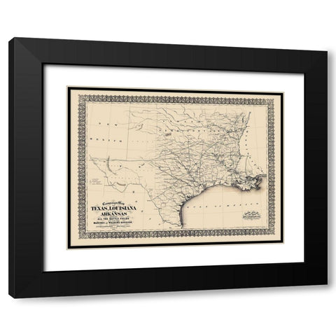 Campaign of Texas Louisiana Arkansas Black Modern Wood Framed Art Print with Double Matting by Blessington