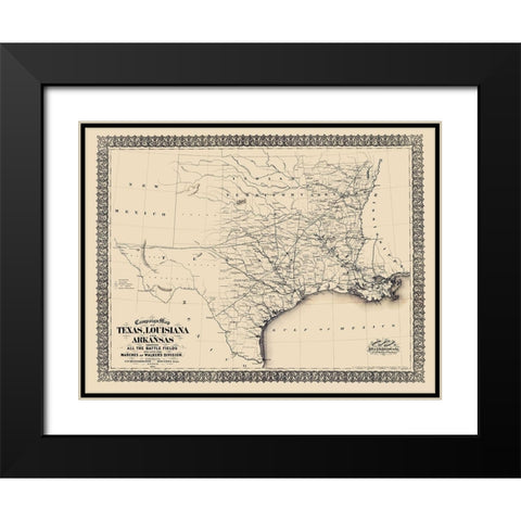 Campaign of Texas Louisiana Arkansas Black Modern Wood Framed Art Print with Double Matting by Blessington