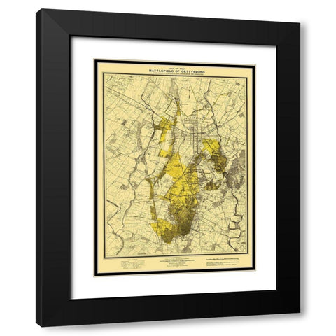 Battlefield of Gettysburg Pennsylvania Black Modern Wood Framed Art Print with Double Matting by Hammond