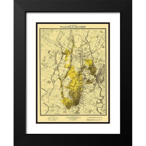 Battlefield of Gettysburg Pennsylvania Black Modern Wood Framed Art Print with Double Matting by Hammond