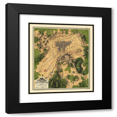 Battle of Gettysburg Pennsylvania - Willcox 1863 Black Modern Wood Framed Art Print with Double Matting by Willcox