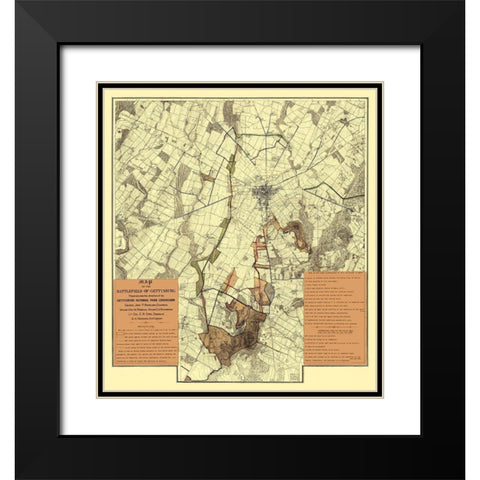 Battle Gettysburg Under Gettysburg National Park Black Modern Wood Framed Art Print with Double Matting by Hammond