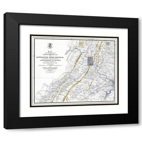 Gettysburg Pennsylvania Appomattox Court House Black Modern Wood Framed Art Print with Double Matting by Weyss