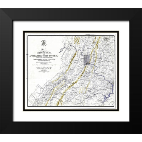 Gettysburg Pennsylvania Appomattox Court House Black Modern Wood Framed Art Print with Double Matting by Weyss
