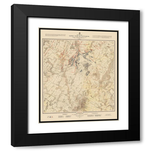 Gettysburg Battlefield First Days Battle Black Modern Wood Framed Art Print with Double Matting by Warren