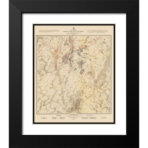Gettysburg Battlefield First Days Battle Black Modern Wood Framed Art Print with Double Matting by Warren
