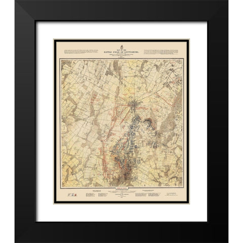 Gettysburg Battlefield Second Days Battle Black Modern Wood Framed Art Print with Double Matting by Warren
