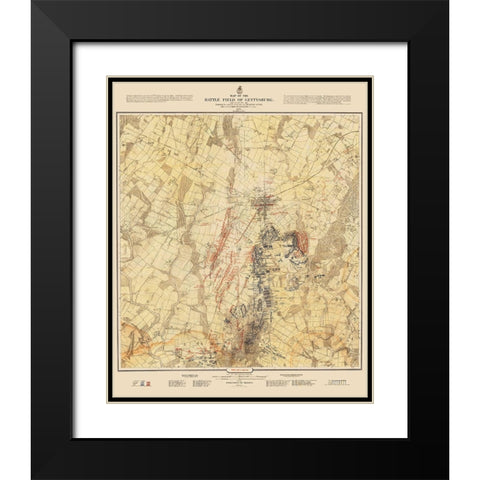 Gettysburg Battlefield Third Days Battle Black Modern Wood Framed Art Print with Double Matting by Warren
