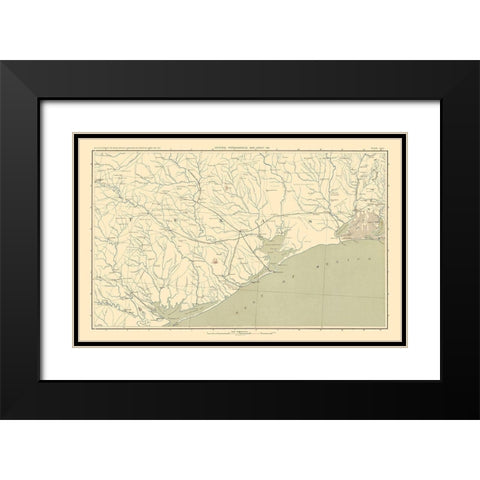 Texas Louisiana Gulf Coast Region - Bien 1895 Black Modern Wood Framed Art Print with Double Matting by Bien