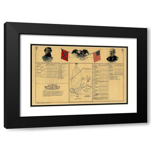 Harrisburg Mississippi Battle - Allman 1864 Black Modern Wood Framed Art Print with Double Matting by Allman