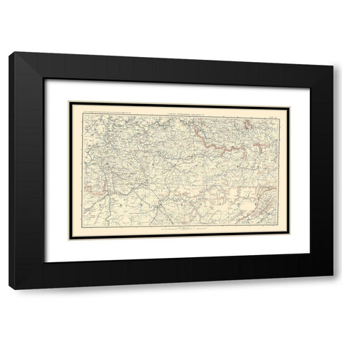 Illinois Indiana Kentucky Tennessee - Bien 1895 Black Modern Wood Framed Art Print with Double Matting by Bien