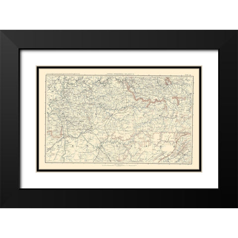 Illinois Indiana Kentucky Tennessee - Bien 1895 Black Modern Wood Framed Art Print with Double Matting by Bien