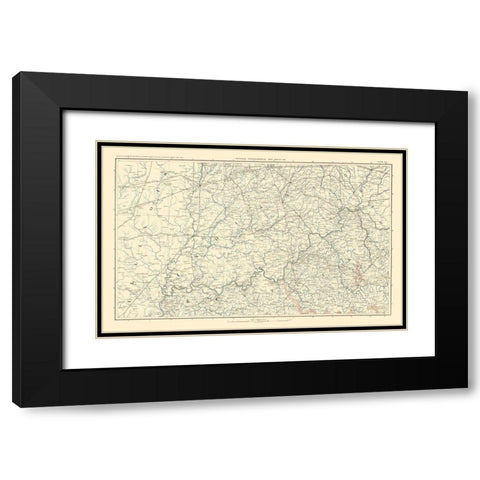 Illinois Indiana Ohio Kentucky - Bien 1895 Black Modern Wood Framed Art Print with Double Matting by Bien
