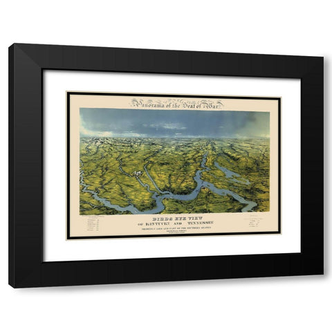 Kentucky Tennessee Panoramic - Bachmann  1861 Black Modern Wood Framed Art Print with Double Matting by Bachmann