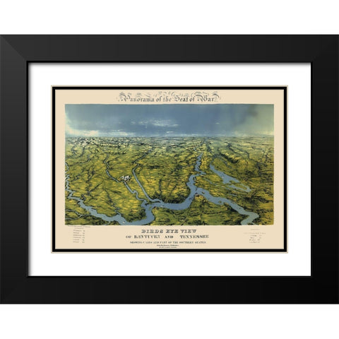 Kentucky Tennessee Panoramic - Bachmann  1861 Black Modern Wood Framed Art Print with Double Matting by Bachmann
