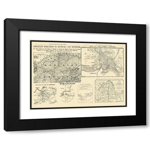 United States War Diagrams - Waters 1861 Black Modern Wood Framed Art Print with Double Matting by Waters
