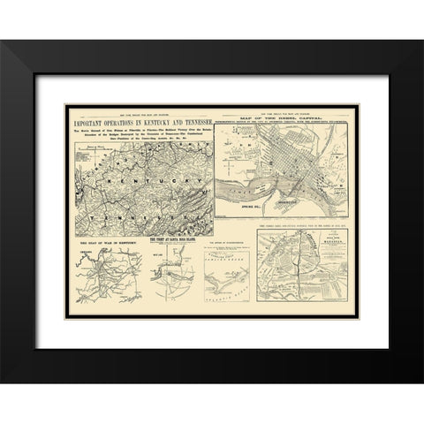 United States War Diagrams - Waters 1861 Black Modern Wood Framed Art Print with Double Matting by Waters
