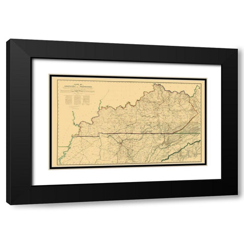 Kentucky Tennessee Military - Swann 1865 Black Modern Wood Framed Art Print with Double Matting by Swann