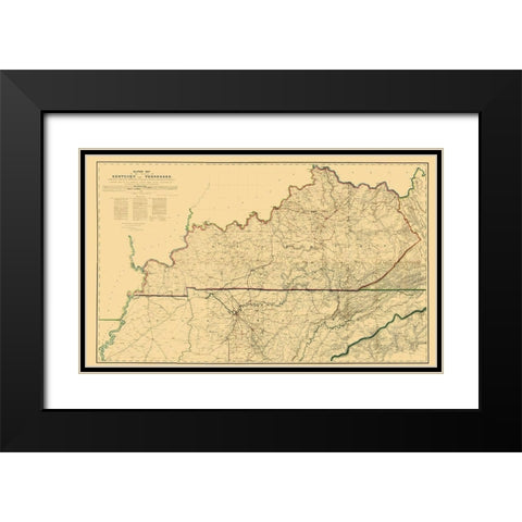 Kentucky Tennessee Military - Swann 1865 Black Modern Wood Framed Art Print with Double Matting by Swann