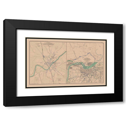 Defenses Munfordville Camp Nelson Louisville Black Modern Wood Framed Art Print with Double Matting by Lamont
