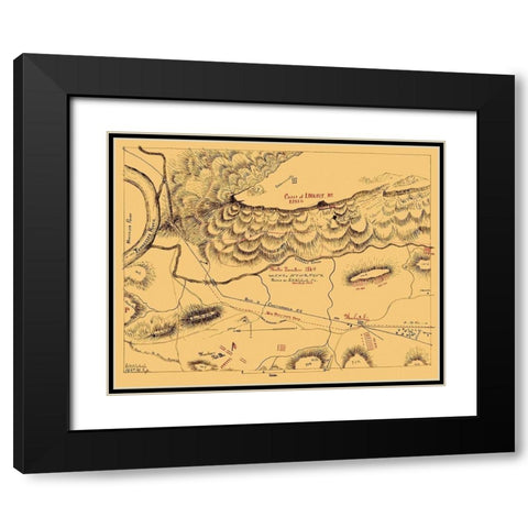 Lookout Mountain Battle Tennessee  - Blakeslee Black Modern Wood Framed Art Print with Double Matting by Blakeslee