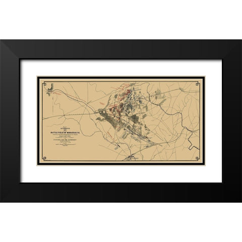 Manassas Battlefield Virginia - Ripley 1862 Black Modern Wood Framed Art Print with Double Matting by Ripley