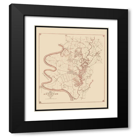 Antietam Battlefield  - Stearns 1894 Black Modern Wood Framed Art Print with Double Matting by Stearns
