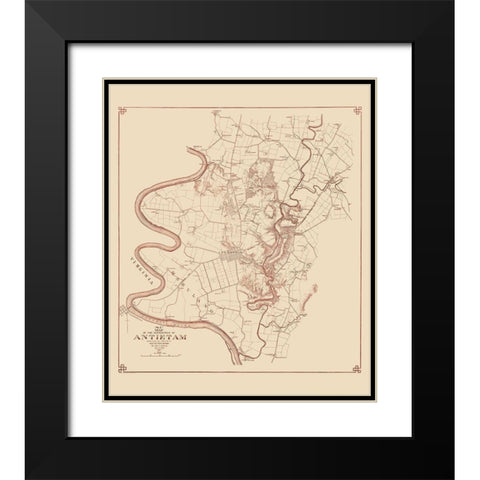 Antietam Battlefield  - Stearns 1894 Black Modern Wood Framed Art Print with Double Matting by Stearns