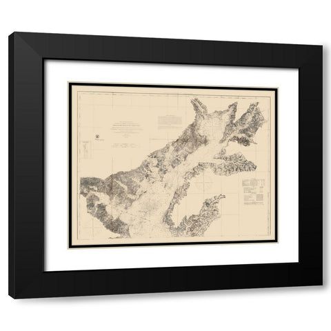 Chesapeake Bay Nautical Chart - 1861 Black Modern Wood Framed Art Print with Double Matting by Unknown