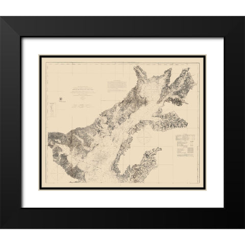 Chesapeake Bay Nautical Chart - 1861 Black Modern Wood Framed Art Print with Double Matting by Unknown