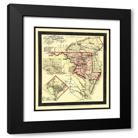 Theatre of War Maryland - Traubel 1861 Black Modern Wood Framed Art Print with Double Matting by Traubel