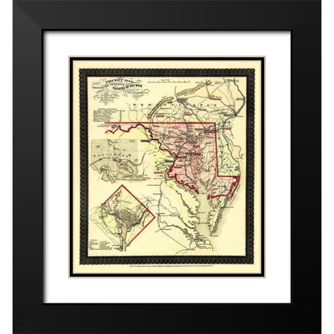 Theatre of War Maryland - Traubel 1861 Black Modern Wood Framed Art Print with Double Matting by Traubel