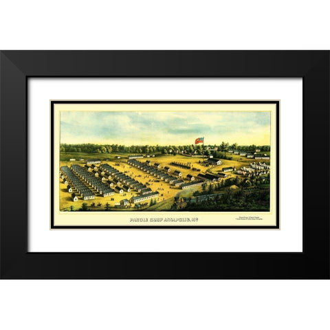 Parole Camp Annapolis Maryland - Sachse 1864 Black Modern Wood Framed Art Print with Double Matting by Sachse