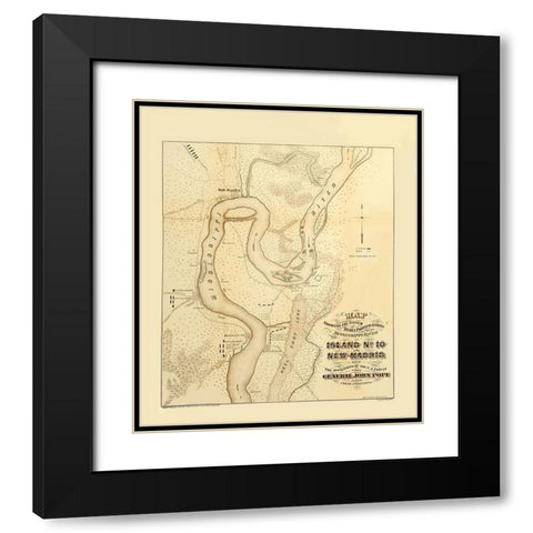 Mississippi River Island Number 10 New Madrid Black Modern Wood Framed Art Print with Double Matting by Hoelcke