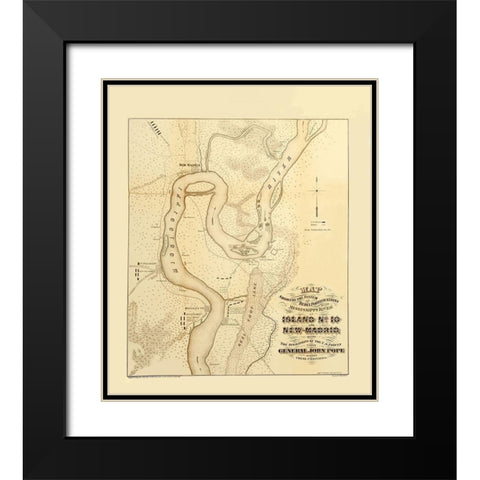 Mississippi River Island Number 10 New Madrid Black Modern Wood Framed Art Print with Double Matting by Hoelcke