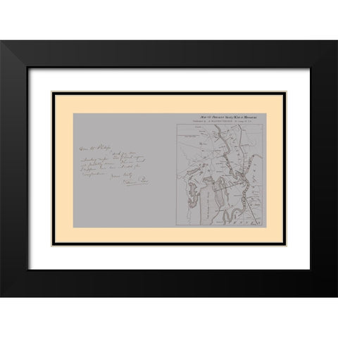 Seat of War Missouri - Manouvrier 1862 Black Modern Wood Framed Art Print with Double Matting by Manouvrier