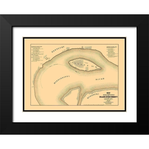 Rebel Batteries Island Number 10 and Vicinity Black Modern Wood Framed Art Print with Double Matting by Cullum