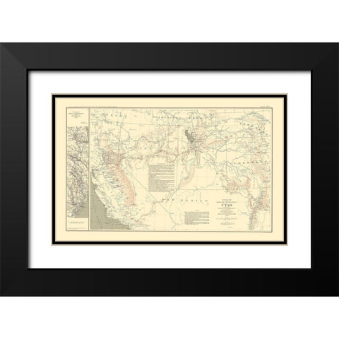 Military Dep Utah March Routes Georgia S. Carolina Black Modern Wood Framed Art Print with Double Matting by Bien