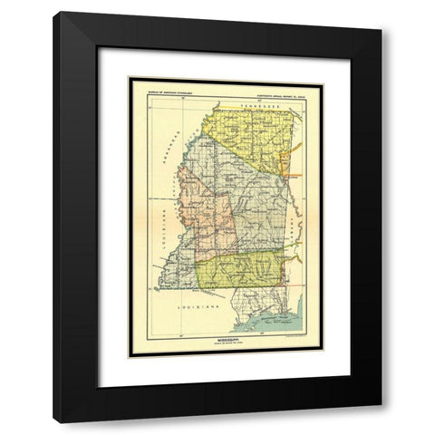 Mississippi - Hoen 1896 Black Modern Wood Framed Art Print with Double Matting by Hoen