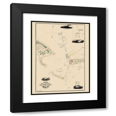 Entrance Admiral Farragut Into Mobile Bay Black Modern Wood Framed Art Print with Double Matting by Weir