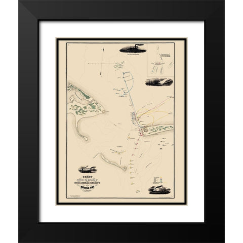 Entrance Admiral Farragut Into Mobile Bay Black Modern Wood Framed Art Print with Double Matting by Weir