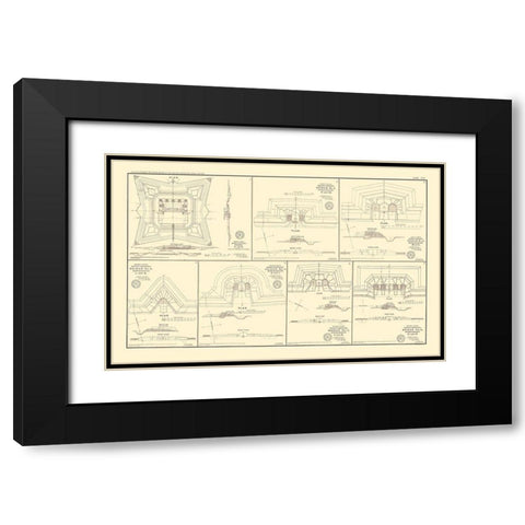 Alabama Defenses - Bien 1895 Black Modern Wood Framed Art Print with Double Matting by Bien