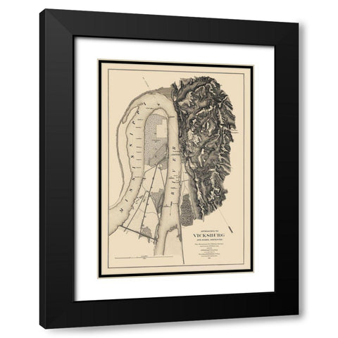 Vicksburg Approaches Rebel Defences - Bache 1863 Black Modern Wood Framed Art Print with Double Matting by Bache