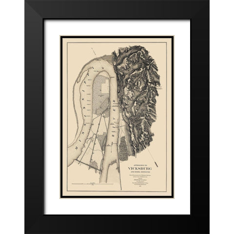 Vicksburg Approaches Rebel Defences - Bache 1863 Black Modern Wood Framed Art Print with Double Matting by Bache