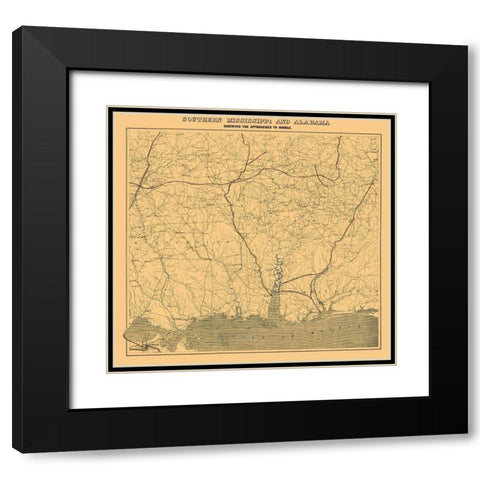 Southern Mississippi Alabama Approaches Mobile Black Modern Wood Framed Art Print with Double Matting by Bache