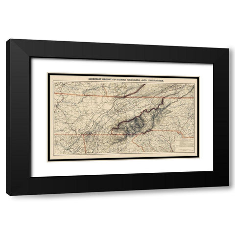 Mountain Region North Carolina Tennessee Black Modern Wood Framed Art Print with Double Matting by Bache