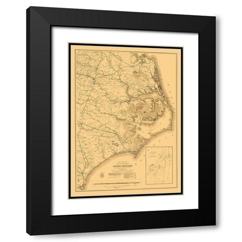 Eastern Portion North Carolina Military Black Modern Wood Framed Art Print with Double Matting by Fillmore